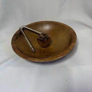 Cornwall wood Vintage nut bowl with nutcracker